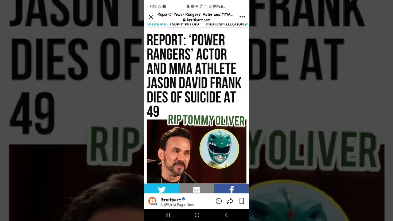 BREAK NEWS: Jason David Frank the original Green Ranger committed suicide today.