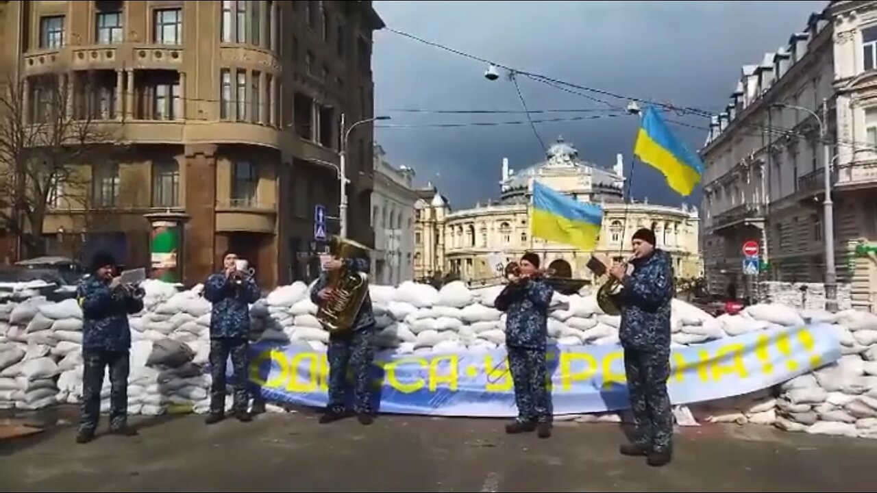 Ukrainian military band played ‘Don’t Worry Be Happy’ to easy tension in the air.