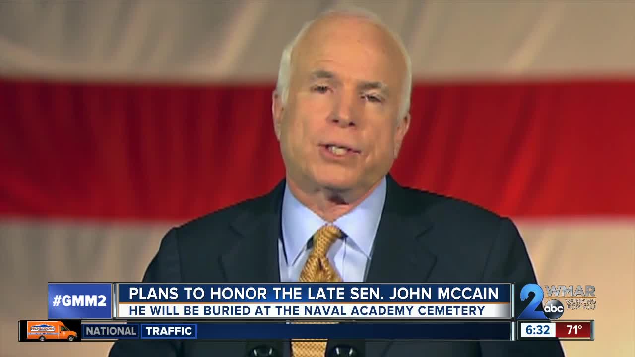 Senator McCain to be buried at U.S. Naval Academy