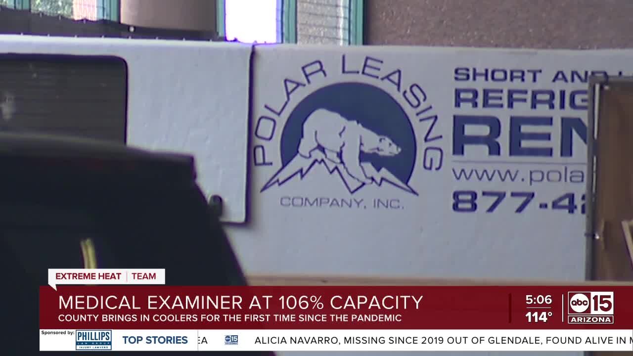 Maricopa County Medical Examiner at 106% capacity, bringing in coolers