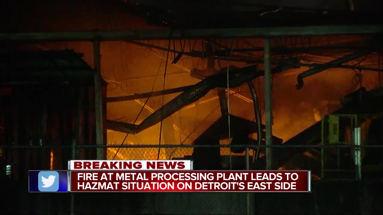 Crews battle HAZMAT fire at titanium factory on Detroit's west side