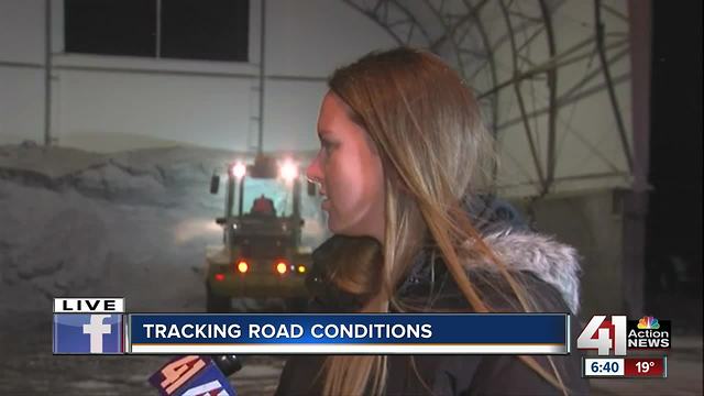 Road crews treat dusting of snow