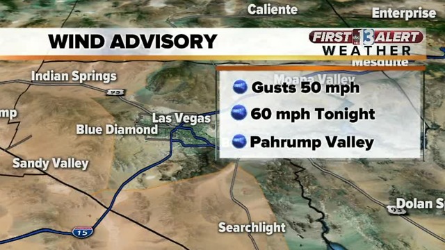 Wind advisory issued near Las Vegas, Pahrump