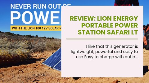 Review: LION ENERGY Portable Power Station Safari LT 500W Solar Generator 450Wh Battery Pack wi...