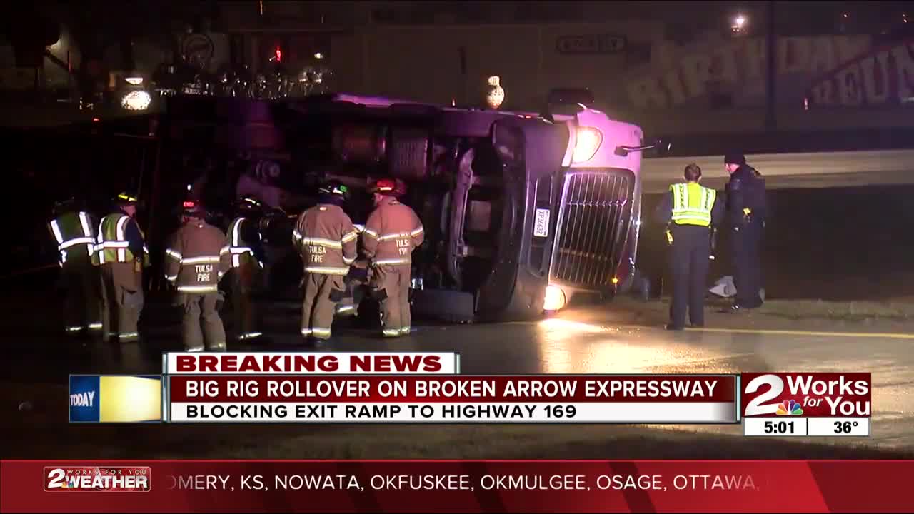 Overturned semi closes exit ramp on BA Expressway