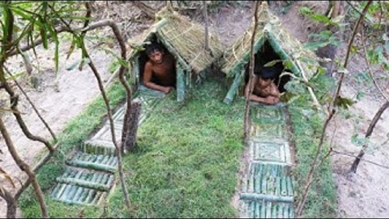 Build Most Secret Underground Bamboo House By Ancient Skill