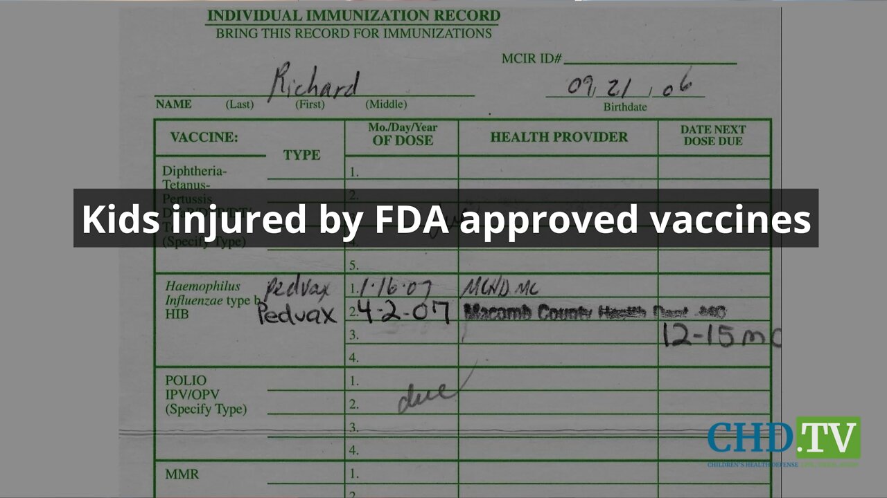 Kids Injured by FDA Approved Vaccines