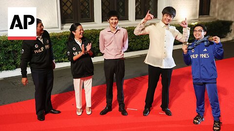 Philippines' Olympic gold medallist Carlos Yulo arrives in Manila to a warm welcome