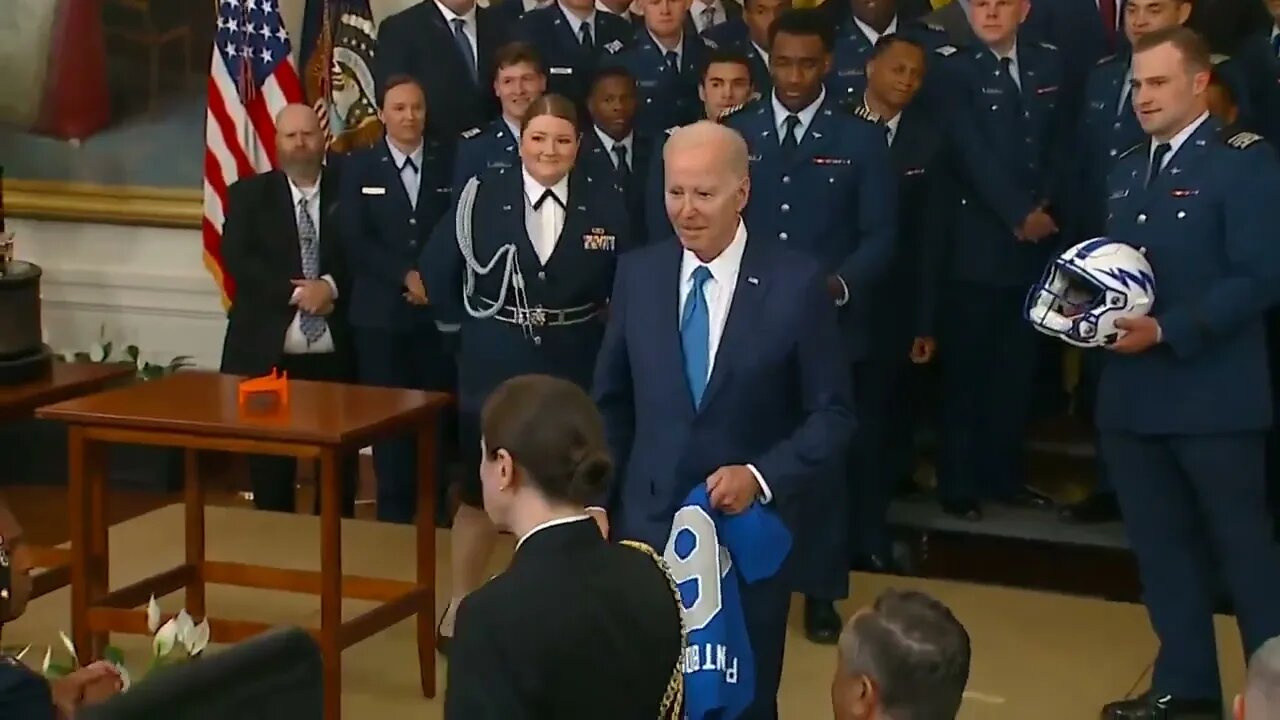 Joe Biden Scurries Away From Air Force Falcons After Spending Just 12 Minutes With Them