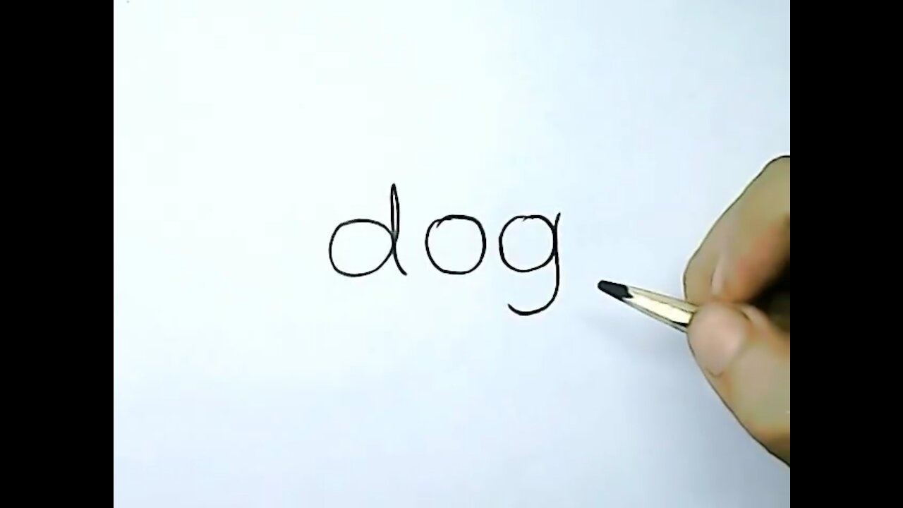 Drawing Art | How to draw a dog using a word " Dog "