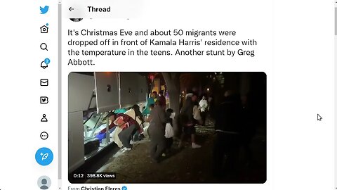 🟨 這是平安夜，大約 50 名移民在 Kamala Harris 的住所前下車，氣溫在華氏十幾度。