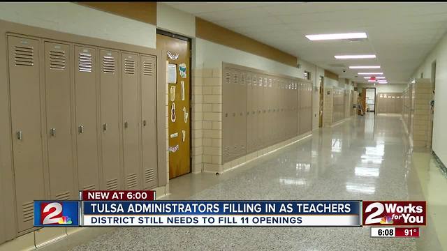 More than 30 administrators fill in temporarily for teachers on first day of school in Tulsa