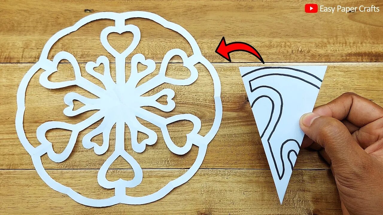 Valentine's Day Special Paper Cutting Design | How to Make Paper Snowflake | Easy Paper Crafts