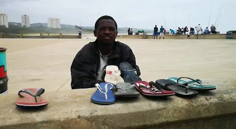 SOUTH AFRICA - Durban - Homeless man collects Flip Flops (Videos) (rFB)