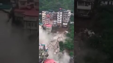 Eight Story Building Collapses In Shimla, India From Landslide