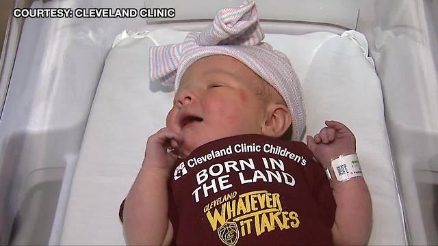 Cleveland's newest fans born during NBA Finals get Cavs-inspired onesies