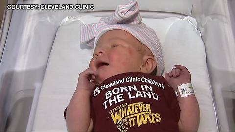 Cleveland's newest fans born during NBA Finals get Cavs-inspired onesies