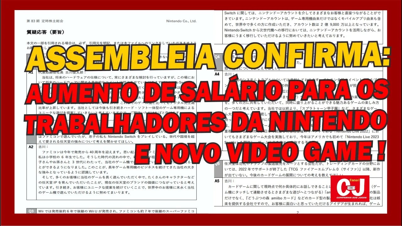 ASSEMBLEIA CONFIRMA: Aumento de Salário para os Trabalhadores da Nintendo e Um Novo Videogame!