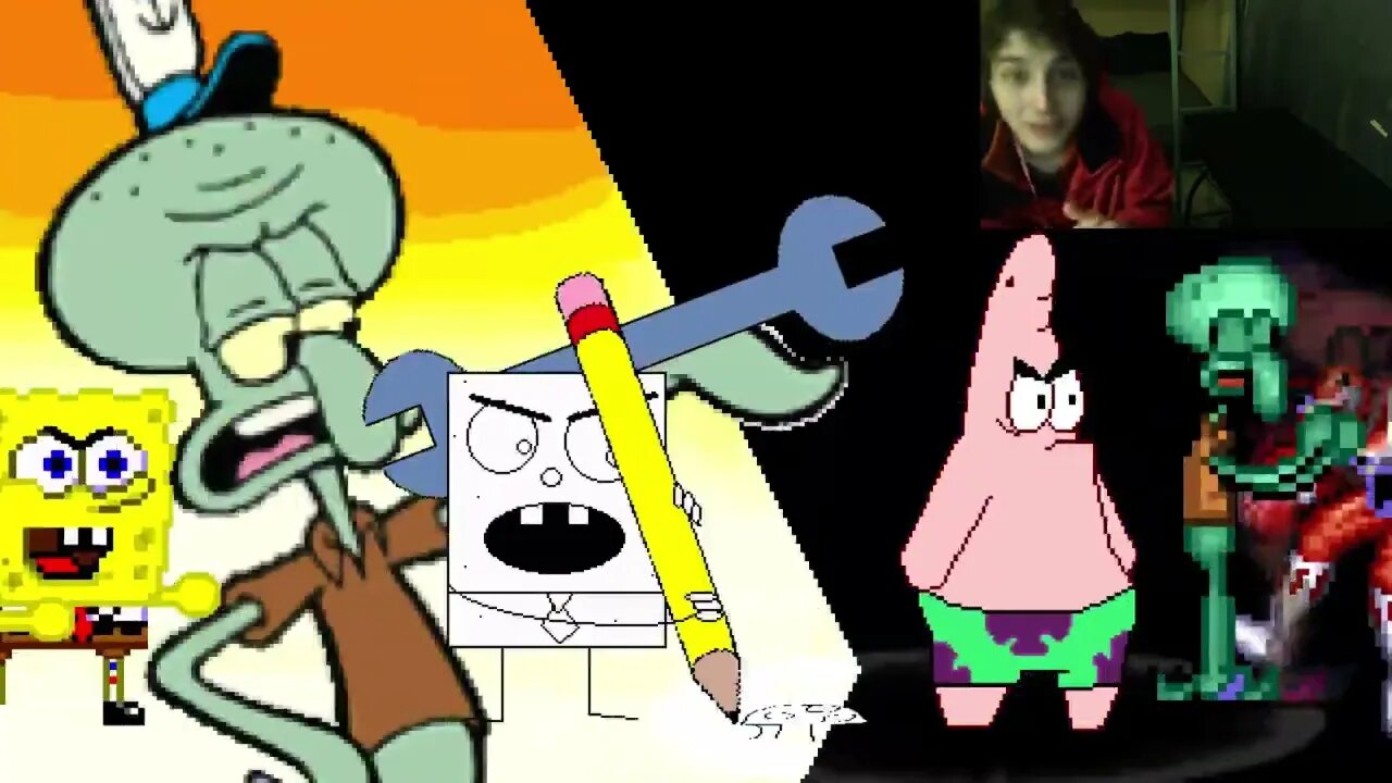 SpongeBob SquarePants Characters (SpongeBob, Squidward, And DoodleBob) VS Red Ranger In A Battle