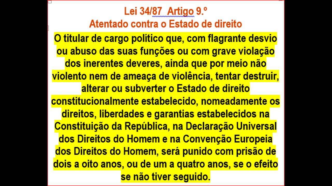 DEFENDE ESTADO DEMOCRÁTICO DE DIREITO USA LEI 34/87 politics-political