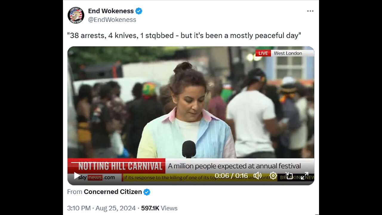 End Wokeness -"38 arrests, 4 knives, 1 stqbbed - but it's been a mostly peaceful day"