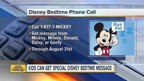 Get a special bedtime call from Mickey and pals