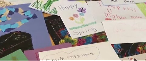 Kids make cards for nursing homes