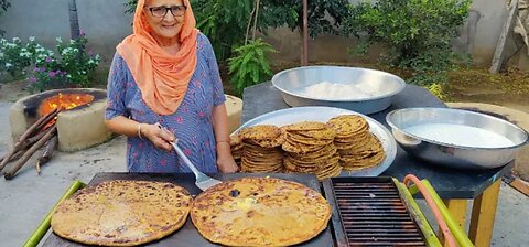 KING OF BIG SIZE PARATHA | Big Aloo Paratha | Indian Street Food | Veg Village Food