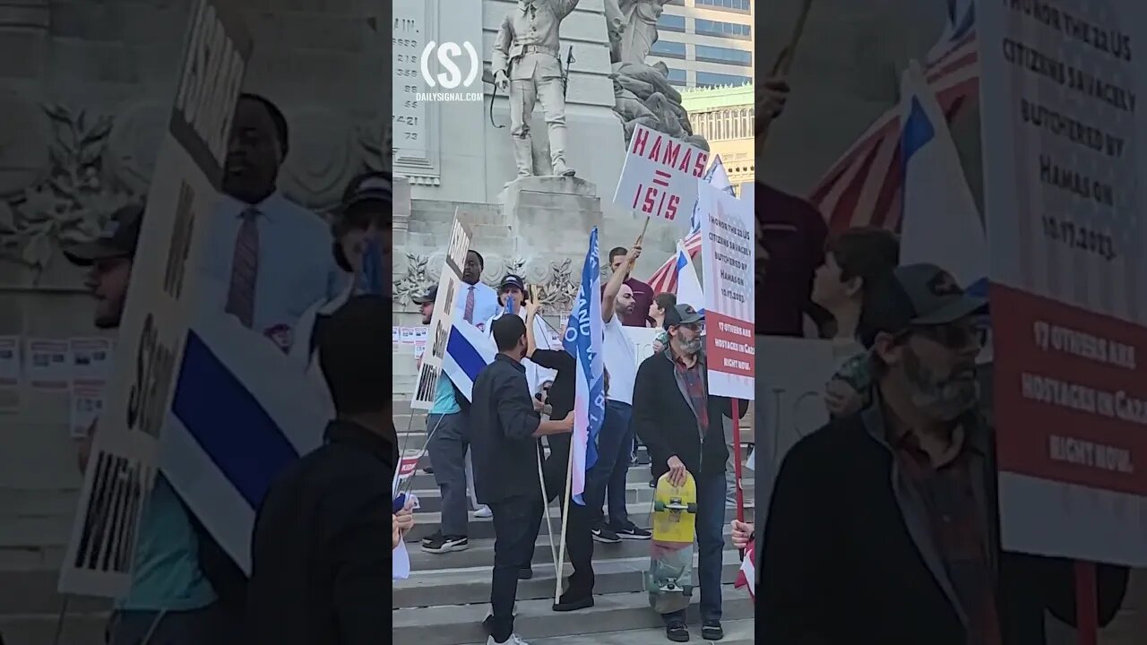 Black Lives Matter/Pro-Palestine Group Facing Off With Pro-Israel Group in Downtown Indianapolis