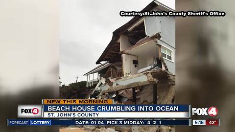 Beachfront home collapses due to beach erosion in Florida