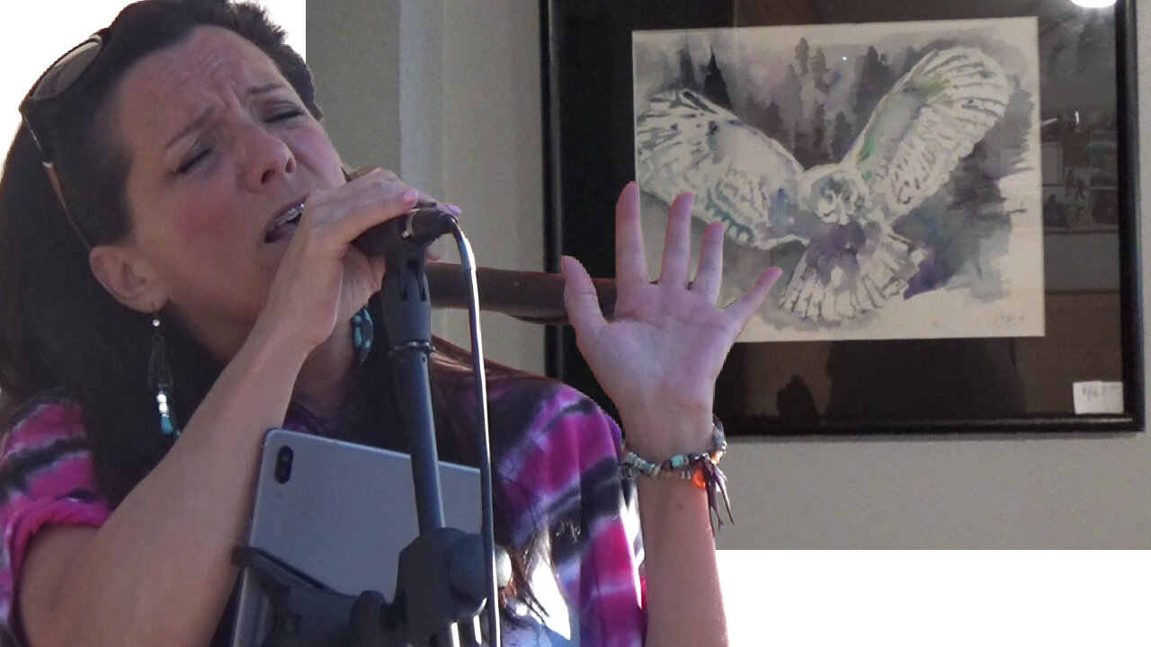 Painting an owl background with the Lori Hardman Band