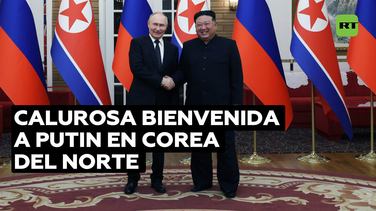 Corea del Norte recibe con fuegos artificiales, himnos y danzas a Vladímir Putin