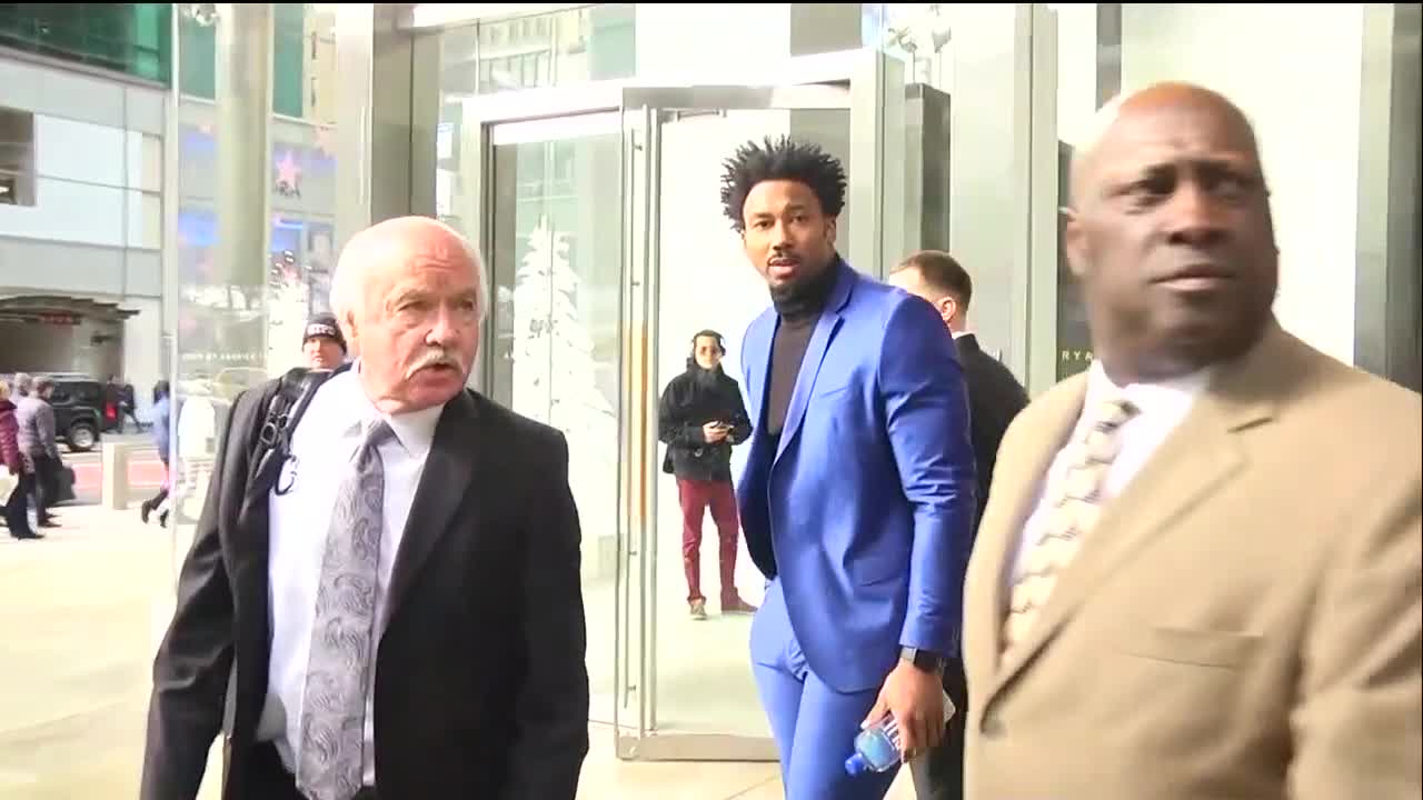 Myles Garrett seen leaving his 2 hour appeals meeting, and Steeler's qb Rudolph's reaction