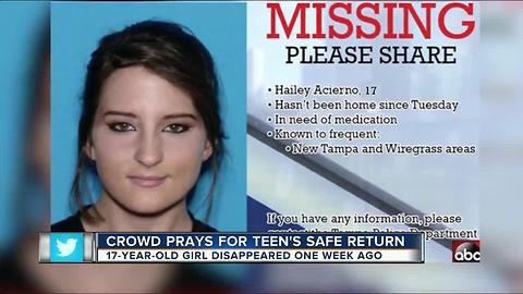 Crowd prays for teen's safe return