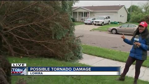 Damage left behind by possible tornado in Lomira