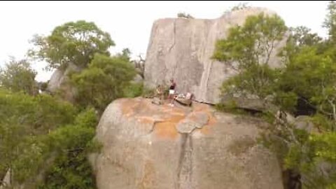 Fairytale-like proposal on top of a mountain