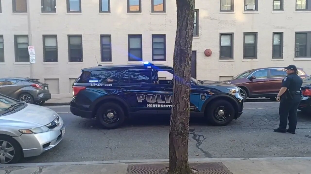 Northeastern University Police towing a motor vehicle