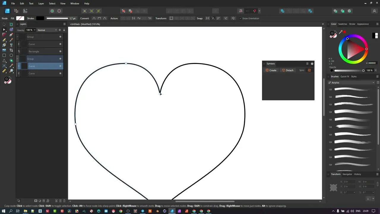 How to Join strokes using their Nodes