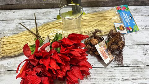 Decorative Fall Vase || Using Dollar Tree Grass Skirt [ 1 Easy DIY]