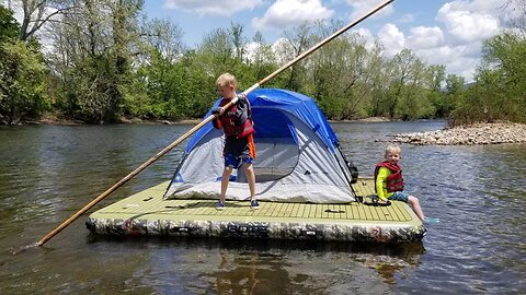 Floating River on Inflatable Dock - Fishing Catch Cook Camp