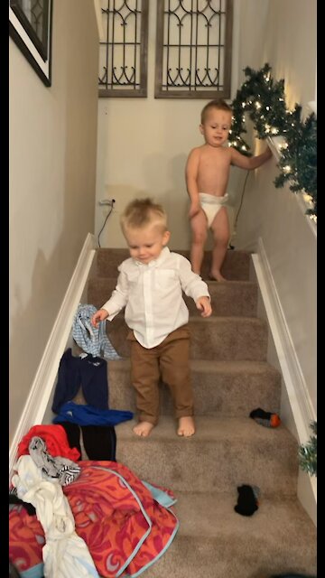 First time on stairs.