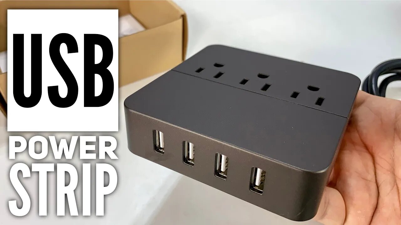 USB Ports and AC Outlet Surge Protector Power Strip Unboxing