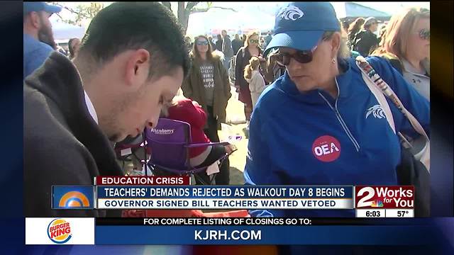 Teachers' demands rejected as walkout continues into day 8