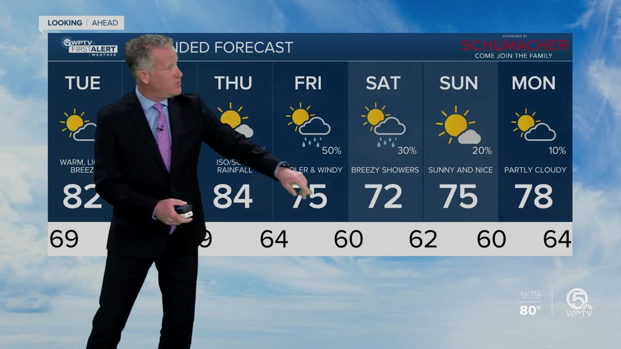 Latest Weather Forecast 6 p.m. Monday