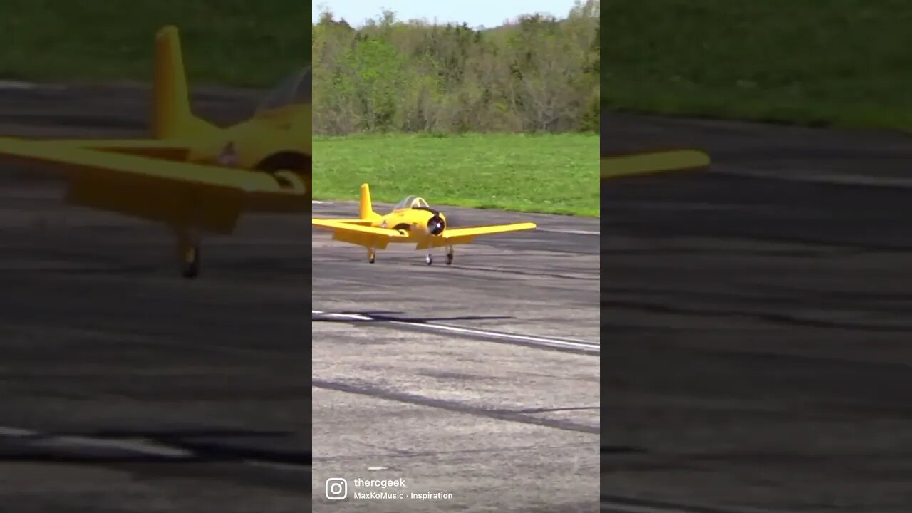 BIG E-flite T-28 Trojan Flyby & Touch and Go Slowmo Style!