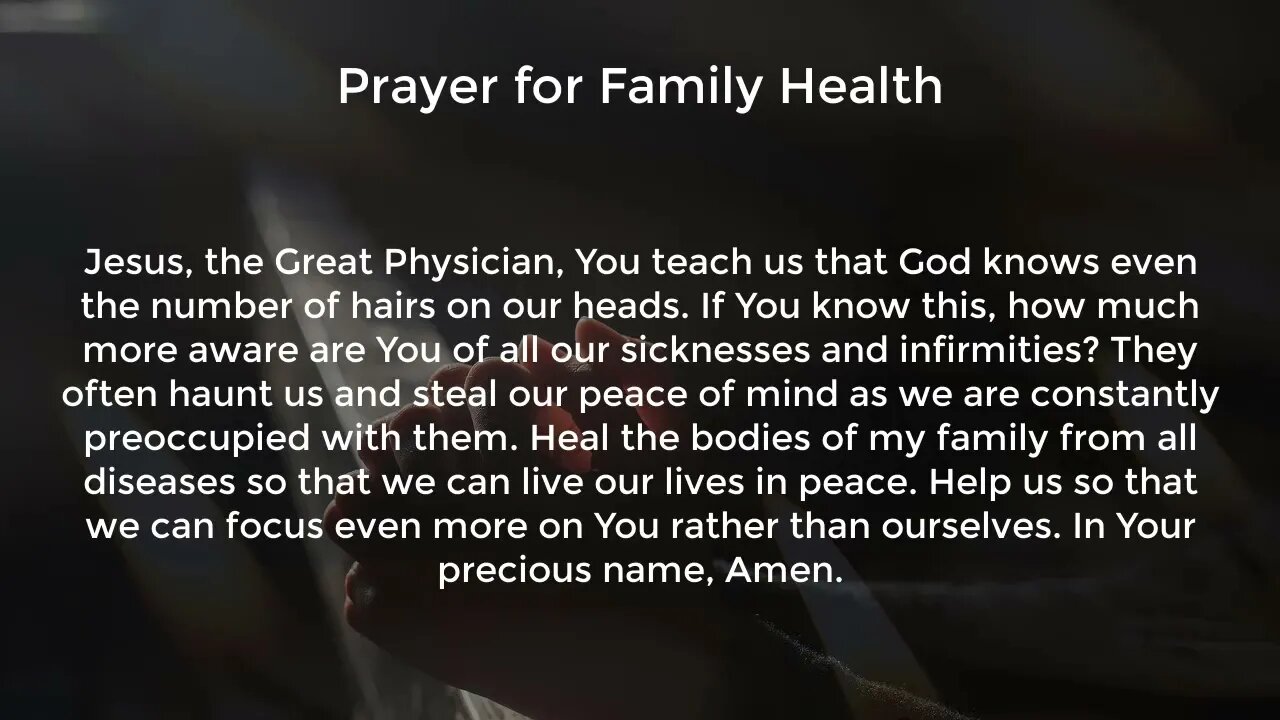 Prayer for Family Health (Prayer for Peace in the Home)