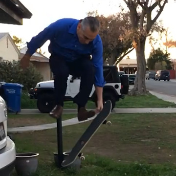 Slow Motion Guy Jumps Off His Car Onto His Skateboard