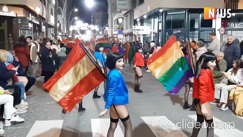 Southern Spain Torrevieja - Childrens in Lingerie with LGBT PRIDE Flag