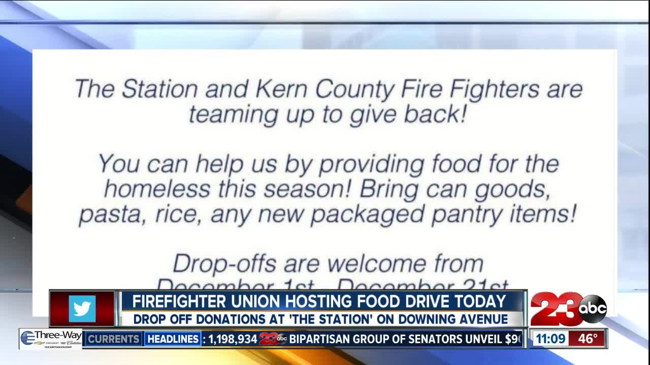 Kern County Firefighter's Union hosting food drive in honor of Giving Tuesday