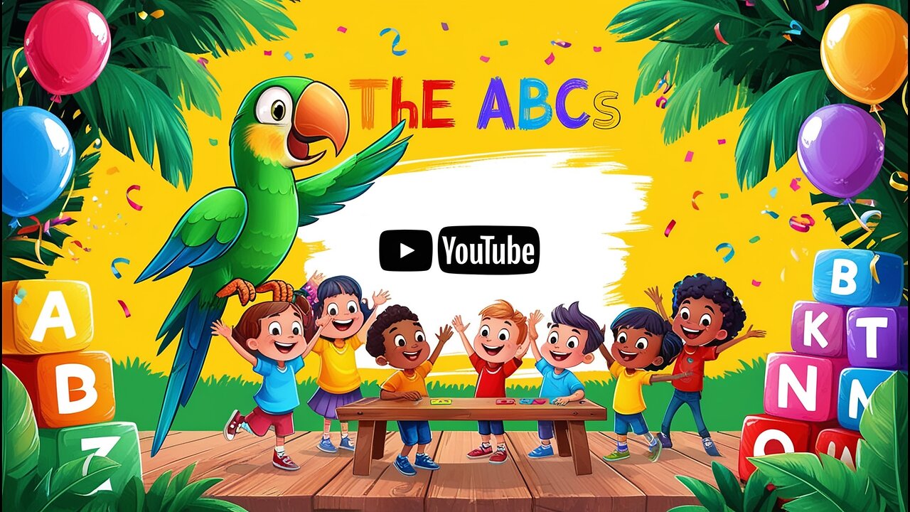 Parrot teaching ABC Song to children